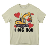 Mossy i dig you valentines excavator Heavy Core Tee - MaliasSmallBusiness