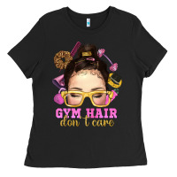 Black messy bun gym hair dont care Ladies Tee - NancyCooperArtShop