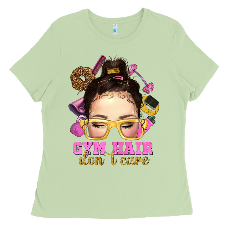 Messy Bun Gym Hair Dont Care Ladies Tee by NancyCooperArtShop | Teevron