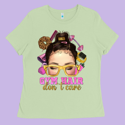 Messy Bun Gym Hair Dont Care Ladies Tee Designed By Nancycooperartshop