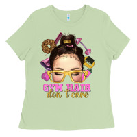 Matcha messy bun gym hair dont care Ladies Tee - NancyCooperArtShop