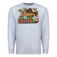 Heather Grey Happy Easter Premium Sweatshirt - LillyAllenDesigns