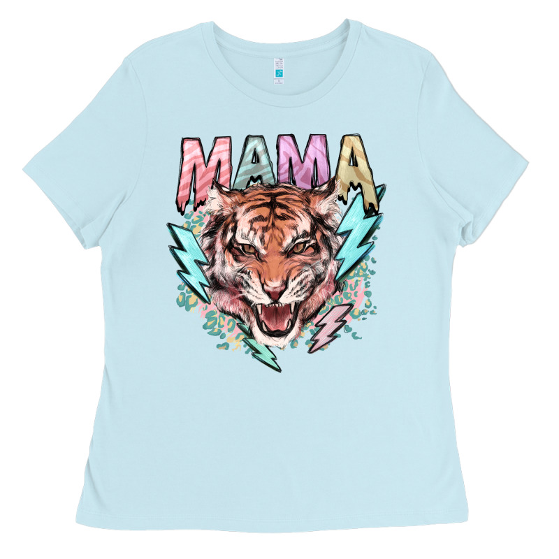 Mama Tiger Lightning Bolt Ladies Tee by NancyCooperArtShop | Teevron