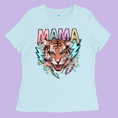 Mama Tiger Lightning Bolt Ladies Tee Designed By Nancycooperartshop