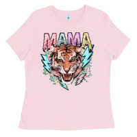 Bubblegum Pink mama tiger lightning bolt Ladies Tee - NancyCooperArtShop