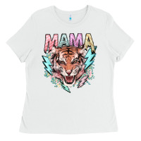 White mama tiger lightning bolt Ladies Tee - NancyCooperArtShop