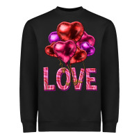 Black Love heart balloons Valentine's Day Heavyweight Sweatshirt - HowdyJamesFarm