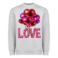 Heather Grey Love heart balloons Valentine's Day Heavyweight Sweatshirt - HowdyJamesFarm