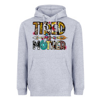 Heather Grey Tired As a Mother Heavyweight Hoodie - CowhideDigitalArt