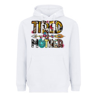 White Tired As a Mother Heavyweight Hoodie - CowhideDigitalArt