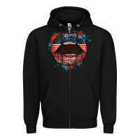 Black American flag lips 4th of july Zipper Hoodie - FaDigitalArtStudio