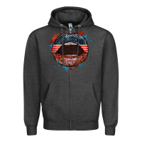 Charcoal Heather American flag lips 4th of july Zipper Hoodie - FaDigitalArtStudio