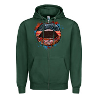 Sports Green American flag lips 4th of july Zipper Hoodie - FaDigitalArtStudio