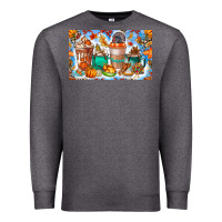 Charcoal Heather Thanksgiving Coffee Drink Kids Cup Premium Sweatshirt - CowhideDigitalArt