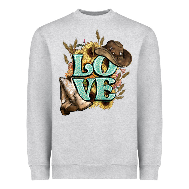 Love Boots Hat Western Cowboy Heavyweight Sweatshirt by HowdyJamesFarm | Teevron