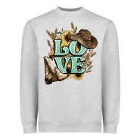 Heather Grey Love boots hat western Cowboy Heavyweight Sweatshirt - HowdyJamesFarm