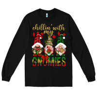 Black Chillin' with my gnomes Long Sleeve Tee - NancyCooperArtShop