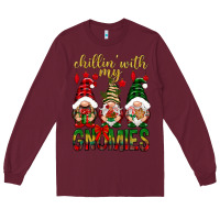 Burgundy Chillin' with my gnomes Long Sleeve Tee - NancyCooperArtShop