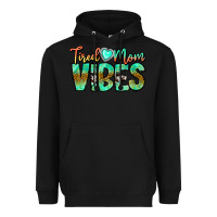 Black Tired Mom Vibes Heavyweight Hoodie - CowhideDigitalArt