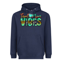 Navy Tired Mom Vibes Heavyweight Hoodie - CowhideDigitalArt