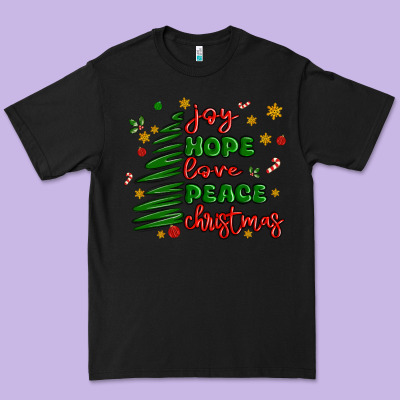 Joy Hope Love Peace Christmas Premium Tee Designed By Maliassmallbusiness