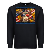 Black Western 4th Of July Cow Premium Sweatshirt - LillyAllenDesigns