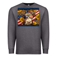 Charcoal Heather Western 4th Of July Cow Premium Sweatshirt - LillyAllenDesigns