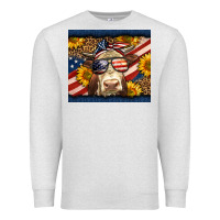Oatmeal Heather Western 4th Of July Cow Premium Sweatshirt - LillyAllenDesigns