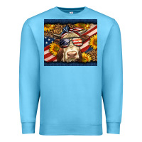 Ocean Blue Western 4th Of July Cow Premium Sweatshirt - LillyAllenDesigns