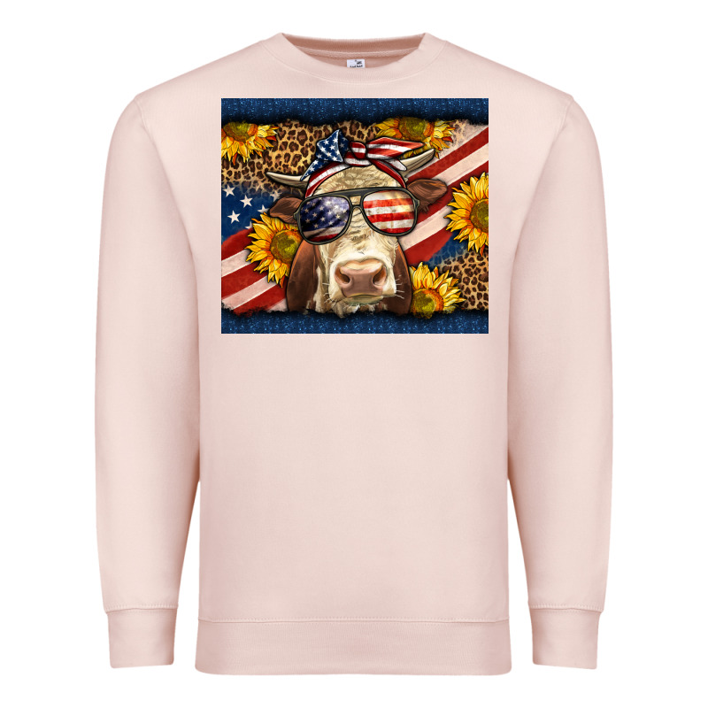 Western 4th Of July Cow Premium Sweatshirt by LillyAllenDesigns | Teevron