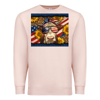 Pale Pink Western 4th Of July Cow Premium Sweatshirt - LillyAllenDesigns