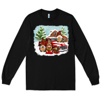 Black Christmas gnomes with red truck Long Sleeve Tee - NancyCooperArtShop