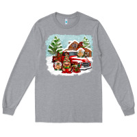 Heather Grey Christmas gnomes with red truck Long Sleeve Tee - NancyCooperArtShop