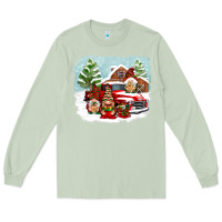 Matcha Christmas gnomes with red truck Long Sleeve Tee - NancyCooperArtShop