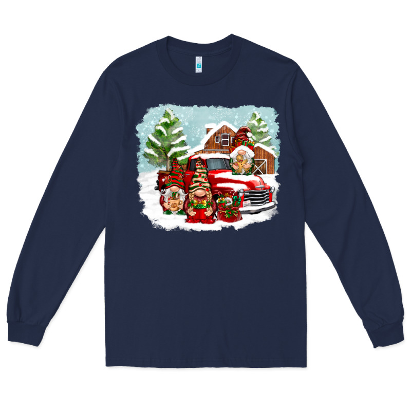 Christmas Gnomes With Red Truck Long Sleeve Tee by NancyCooperArtShop | Teevron