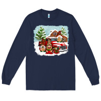 Navy Christmas gnomes with red truck Long Sleeve Tee - NancyCooperArtShop