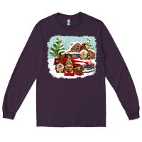 Plum Christmas gnomes with red truck Long Sleeve Tee - NancyCooperArtShop