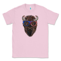 Bubblegum Pink bison with american flag glasses Classic Tee - RanaPortraitStore
