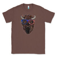 Chestnut bison with american flag glasses Classic Tee - RanaPortraitStore