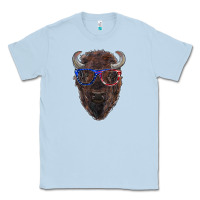 Dusty Blue bison with american flag glasses Classic Tee - RanaPortraitStore