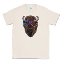 Natural bison with american flag glasses Classic Tee - RanaPortraitStore