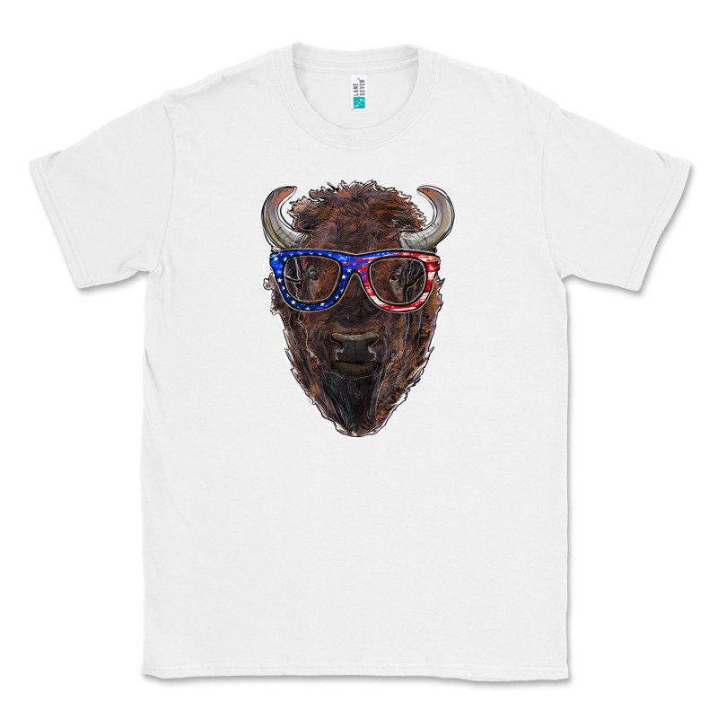 Bison With American Flag Glasses Classic Tee by RanaPortraitStore | Teevron
