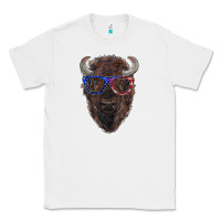White bison with american flag glasses Classic Tee - RanaPortraitStore