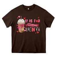 Chocolate Brown v is for valentine venti coffee cup Heavy Core Tee - MaliasSmallBusiness