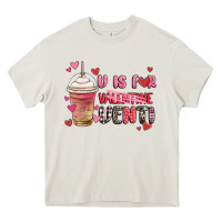 Cream v is for valentine venti coffee cup Heavy Core Tee - MaliasSmallBusiness