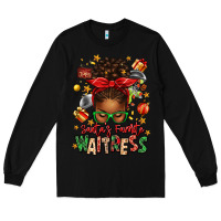 Black santa's favorite waitress messy bun Long Sleeve Tee - texasbilliewilder