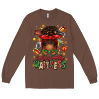 Chestnut santa's favorite waitress messy bun Long Sleeve Tee - texasbilliewilder