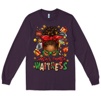 Plum santa's favorite waitress messy bun Long Sleeve Tee - texasbilliewilder