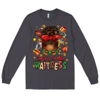Smoke santa's favorite waitress messy bun Long Sleeve Tee - texasbilliewilder
