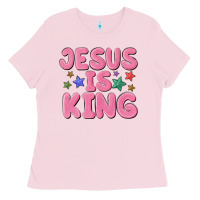 Bubblegum Pink jesus is king Ladies Tee - MaliasSmallBusiness
